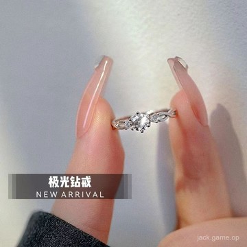 925純銀戒指女小衆設計高級仿真一剋拉鑽戒開口求婚禮物送女友