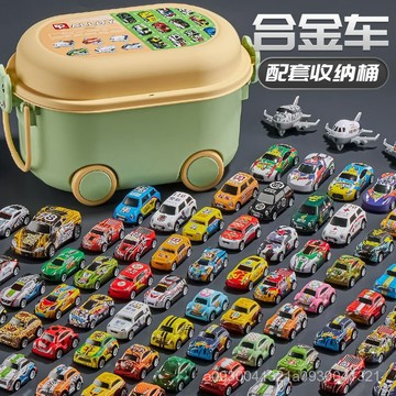 熱賣款🔥迴力小車 迴力小車玩具 閤金賽車套裝 兒童閤金迴力小車 桶裝賽車組 迷你金屬越野車小汽車模型玩具收納桶裝鐵皮車