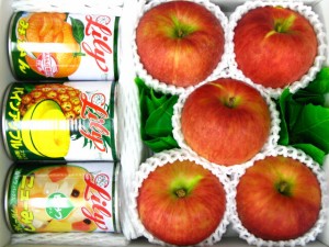 果物 林檎 ５個 リリー缶詰セット フルーツ水果お供え（北海道、沖縄は送料1000円加算させていただきます。）