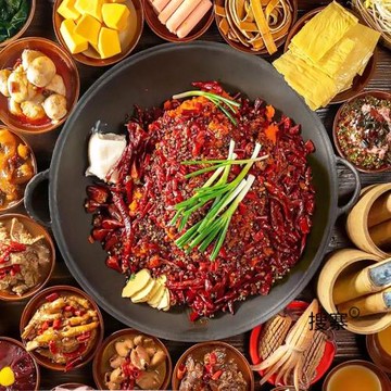 地攤老火鍋鍋具商用鑄鐵鍋電磁爐平底搪瓷重慶九宮格火鍋盆卡式爐