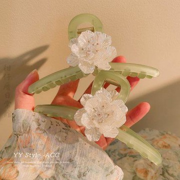 🔥2件9折🍊臺北出貨🍊可開發票森系山茶花抓夾超大號仙美髮夾女後腦勺新款高端鯊魚夾子頭飾