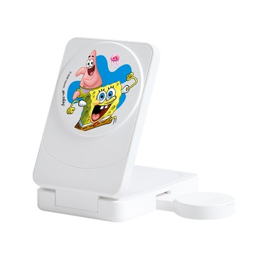 【正版授權】海綿寶寶和派大星出去玩22.5W折疊式三合一Qi2磁吸支架無線充電器