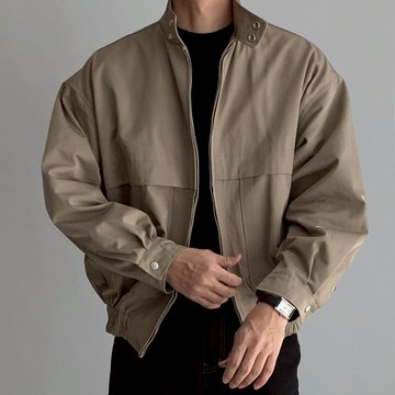 正韓簡約低調啞光立領雙拉鍊中短版夾克外套 3色 YUPPIE 預購商品 0323