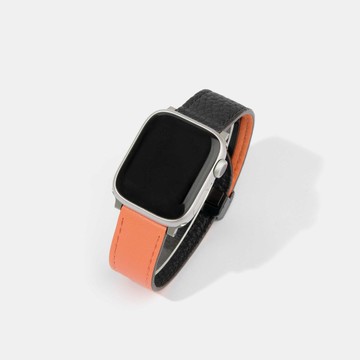 可翻轉2.0磁吸式皮革Apple Watch 錶帶(免工具安裝) 橘黑