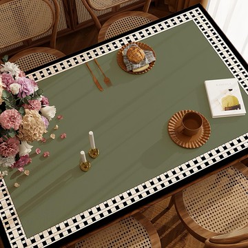 喬木居家 輕奢防燙隔熱皮革桌布  140 x 80cm  羅紋格黛綠  1個