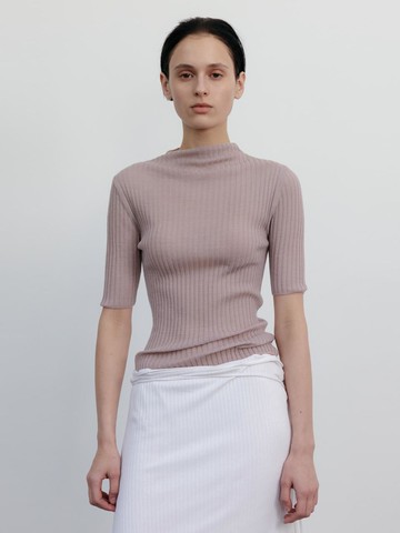 SUMMER WOOL SHEER RIB KNIT SWEATER