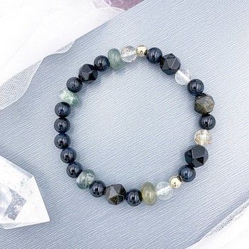 夜幕降臨 / 瑪瑙 金曜石 虎眼石 托帕石 水晶手鍊