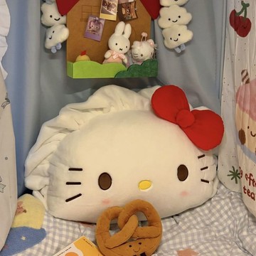 【✨臺灣現*貨✨、免運】 毛绒抱枕可爱kt猫床头靠垫沙发学生宿舍床上hellokitty抱枕饺子 紫櫻百貨卡牌