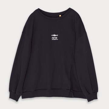 5th STREET｜女裝｜鮭魚印花長袖T恤｜黑色