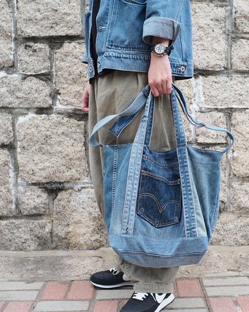 (客製) 牛仔褲改造三用單肩袋(雙長帶款)