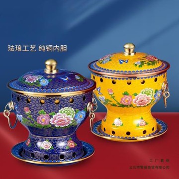景泰藍銅火鍋單人家用酒精爐琺瑯火鍋小火鍋一人一鍋純銅酒精銅鍋