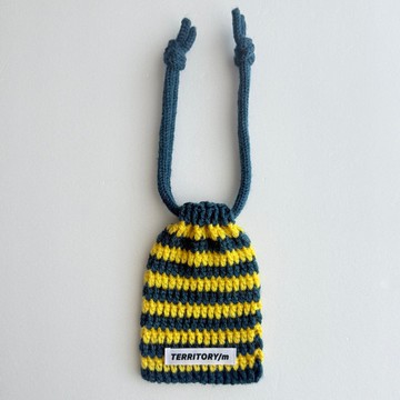 條紋束口袋【navy+yellow】