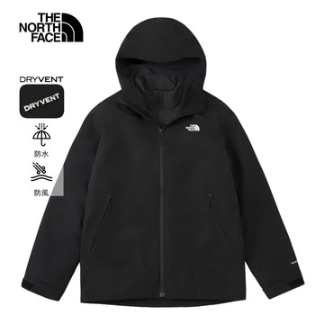 The North Face北面男款黑色DRYVENT防水鋪棉內裡三合一外套｜8FHWJK3