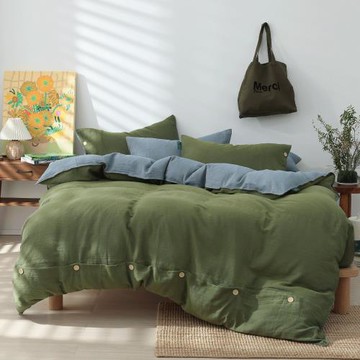 好關係 HAOKUANXI｜靜謐自然系列-二重紗透氣床包被套枕套組-標準雙人