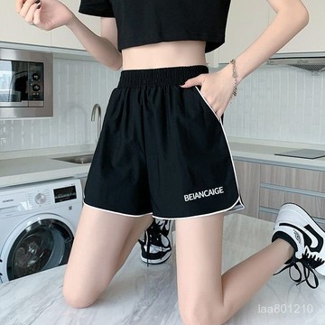 運動短褲女 短褲  三分跑步褲 三杠短褲 闊腿褲 熱褲 沙灘褲 夏季薄款韓版寬鬆休閒超短褲 女褲