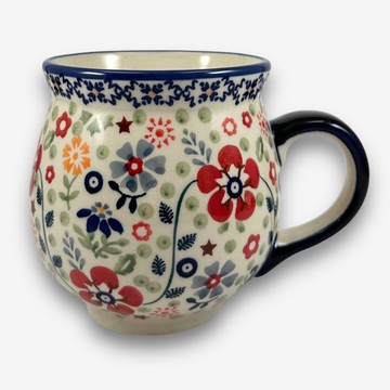 波蘭手繪手工陶-胖胖杯 550ml 碎花裙系列 設計師款