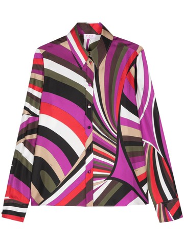 PUCCI - Iride-print silk shirt - women - Silk - 44 - Purple