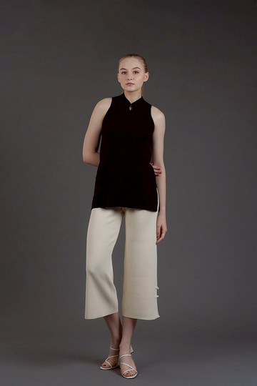 中式旗袍束腰針織背心 (黑色)