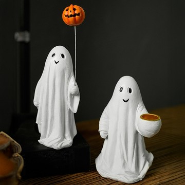 洛陽牡丹 洛陽牡丹萬聖節恐怖抱貓幽靈創意樹脂工藝品擺件