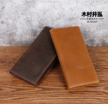 ㊣木村井泓 瘋馬皮真皮皮革長夾 長錢包 皮夾(M3002)