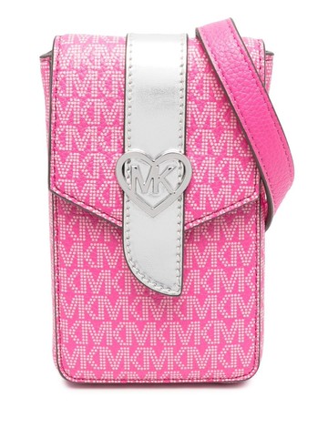 Michael Kors Kids - logo jacquard phone bag - kids - Polyurethane/Polyester - One Size - Pink