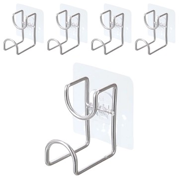 小麥購物 免釘鑽不鏽鋼臉盆掛勾架 L2005  白色  5個