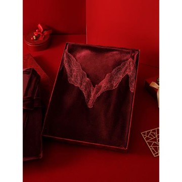 結婚晨袍女新娘冬季金絲絨睡衣新婚禮盒秋冬本命年紅色睡袍兩件套