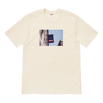 Supreme FW19 Week 1 Banner Tee Natural Short Sleeve Unisex Creamy White
