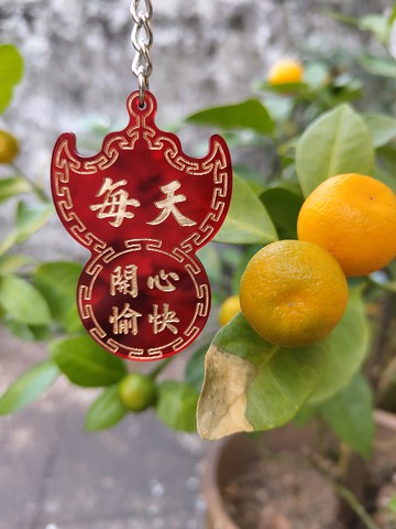 每天開心愉快【喜慶蝠鼠吊金錢當舖匙扣】