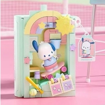 asdfkitty*三麗鷗 x 森寶 AREAX磚區 校園日記書 帕恰狗 拼裝積木 微縮展示盒-正版