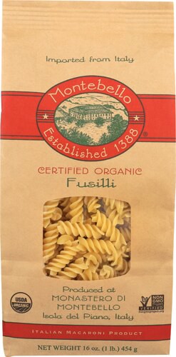 Montebello Organic Pasta Fusilli 16 oz