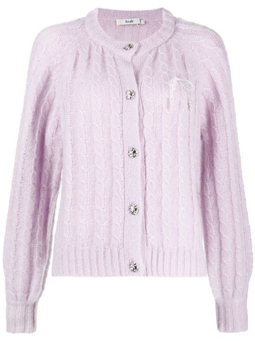 b+ab - chunky-knit bow-detailing cardigan - women - Acrylic/Polyamide/Wool/Mohair - S - Purple
