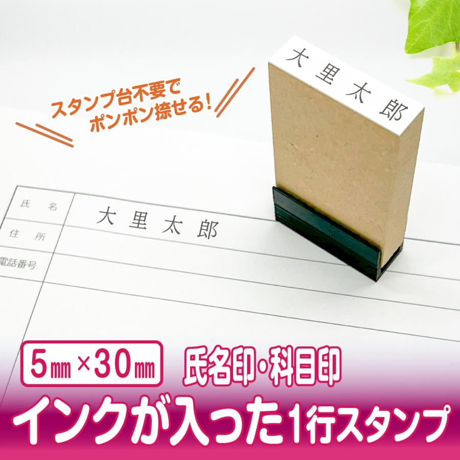 スタンプ 台不要 一行印 住所 住所印 氏名印 科目印 ゴム印 １行 氏名 書類 事務 手続き 申請 はんこ ハンコ 浸透印 シャチハタ式  Peスタンプ 5mm×30mm LINEショッピング