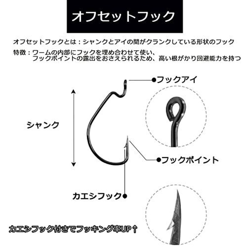 オフセットフック 20本セット ワーム ルアー バス釣り ルアー用品