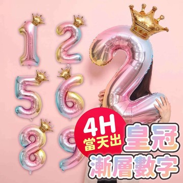 氣球派對多🎉皇冠數字氣球 漸層數字氣球 數字氣球 皇冠氣球 生日氣球 慶生 派對 週歲佈置 生日佈置 馬卡龍數字氣球