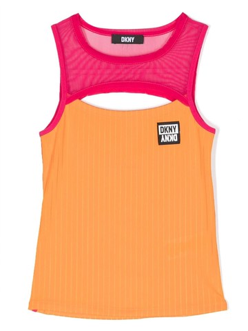 Dkny Kids - colour-block tank top - kids - Polyester/Spandex/Elastane - 5 yrs - Orange