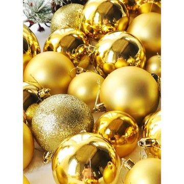 6/8cm金色紅色圣誕球彩球電鍍亮光球圣誕樹掛件圣誕節裝飾品球桶