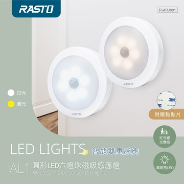 【特價】RASTO AL1 圓形LED六燈珠磁吸感應燈