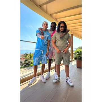 歐美式街頭嘻哈男女字母印花寬松短袖上衣男夏潮牌休閑運動套裝