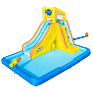 Bestway Hurricane Tunnel Blast Inflatable Water Park Play Center  Includes Big Water Slide Water Blob Climbing Wall and P