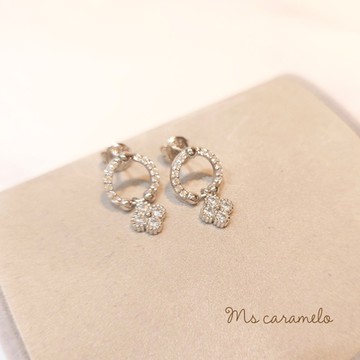 【焦糖小姐 Ms caramelo】925純銀  典雅圈圈鋯石耳環