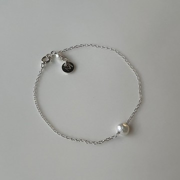 紋感・單隨形白珍珠手鍊 | 天然淡水珍珠 純銀 手鍊