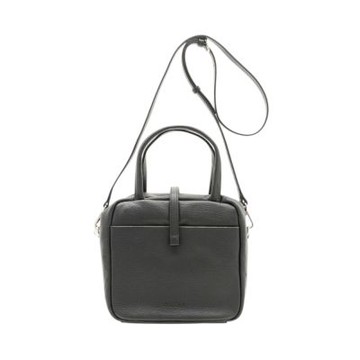 FIRANO-壓印LOGO 真皮革手提/斜背小方包(黑色)