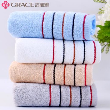 4條 潔麗雅大毛巾純棉成人男女全棉洗臉面巾洗澡家用柔軟吸水擦臉