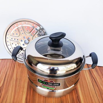 單篦蒸鍋不銹鋼蒸鍋蒸飯器多用湯鍋單底電磁爐煤氣通用單層帶蒸片