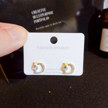 隔日到貨 精品 字母 莫桑鑽 耳釘 耳針 防水 防汗 耳環 不退色E176