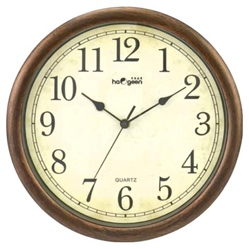 中華豪井 掛鐘 直徑30cm 永鎮機芯  黃色 + 棕色