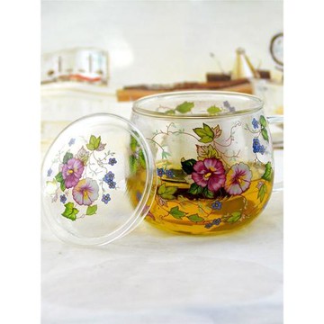 韓國玻璃杯茶杯茶水分離花茶杯過濾水杯早餐杯帶微波爐電陶爐適用