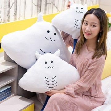 發票\免運 創意海洋動物 蝠鲼公仔 仿真 魔鬼魚抱枕 毛絨玩偶 蝠鲼抱枕 靠枕 靠墊 禮物 交換禮 鰩魚 魔鬼魚玩偶