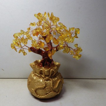 開業禮品開運錢袋黃水晶招財樹錢袋樹